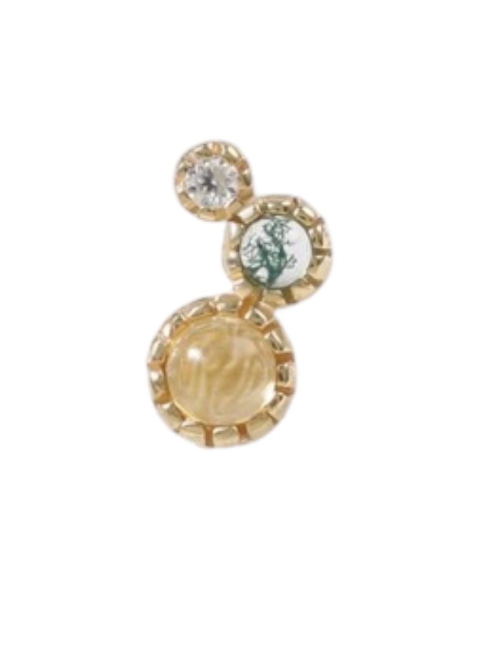 14K Solid Gold Multi Gemstone Ear Climber